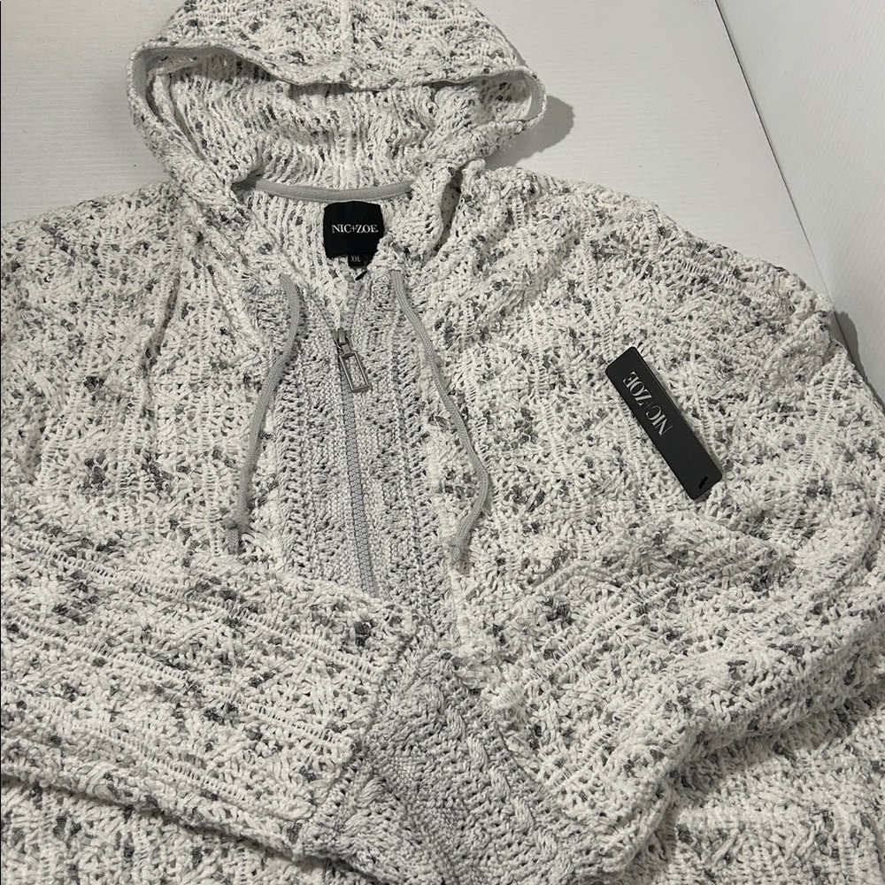 Nic + Zoe full zip hooded cardigan sweater NWT